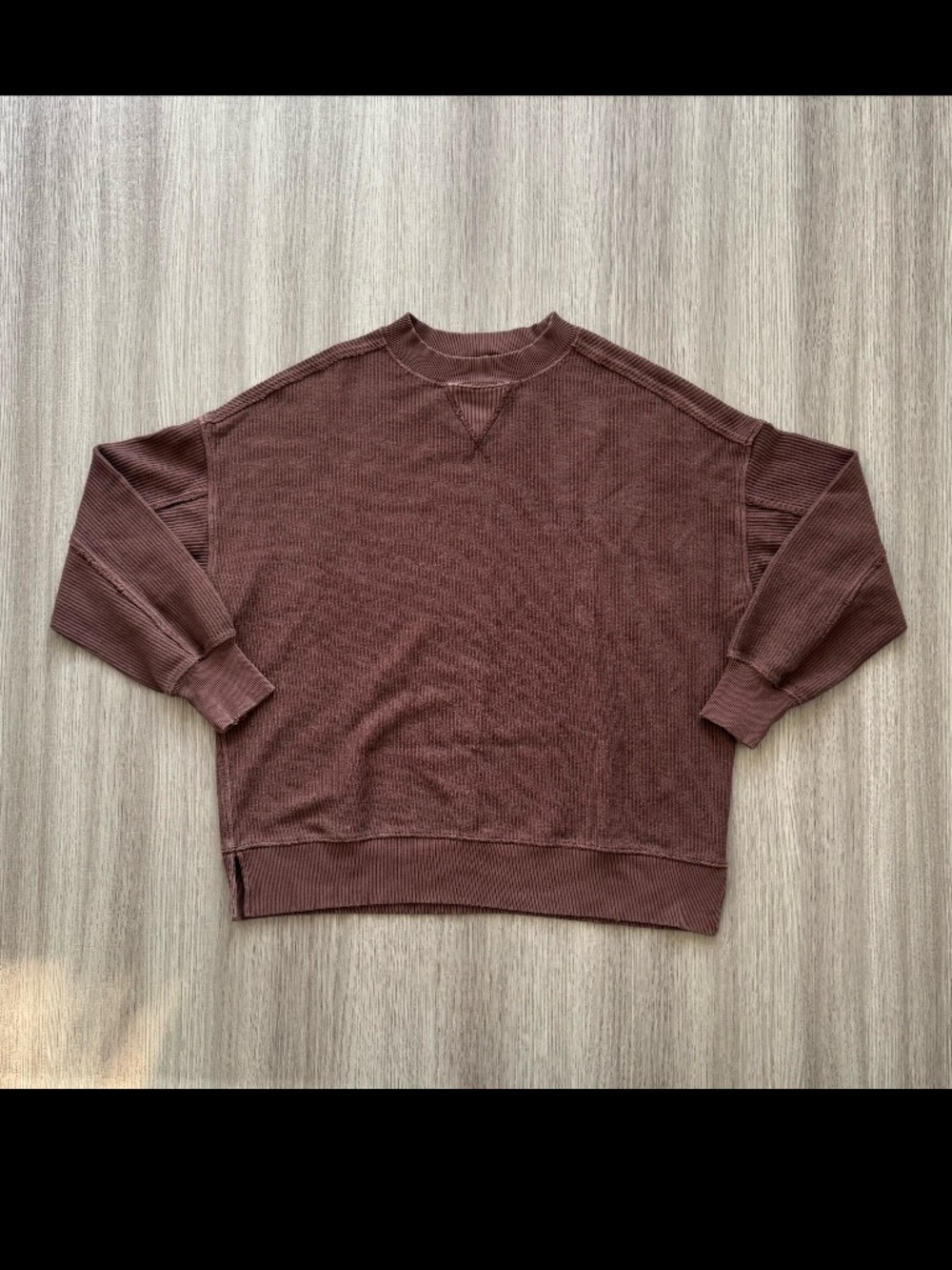Aerie Oversized Ribbed Pullover Brown XS